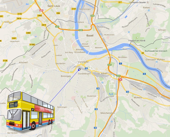 Basel bus station map