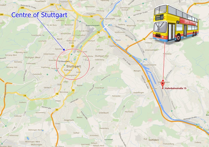 Map bus station Stuttgart