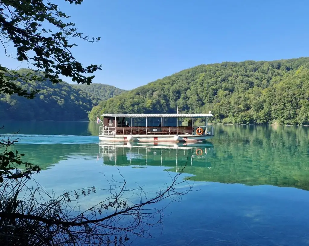Boat in Lake in National Park Plitvice