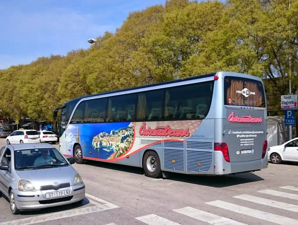 Bus from Zagreb to Zadar on the road