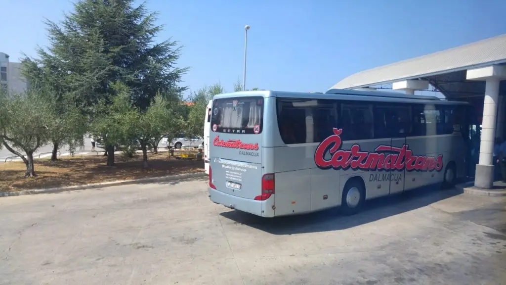 Zadar to Zagreb bus at the bus station in Zadar